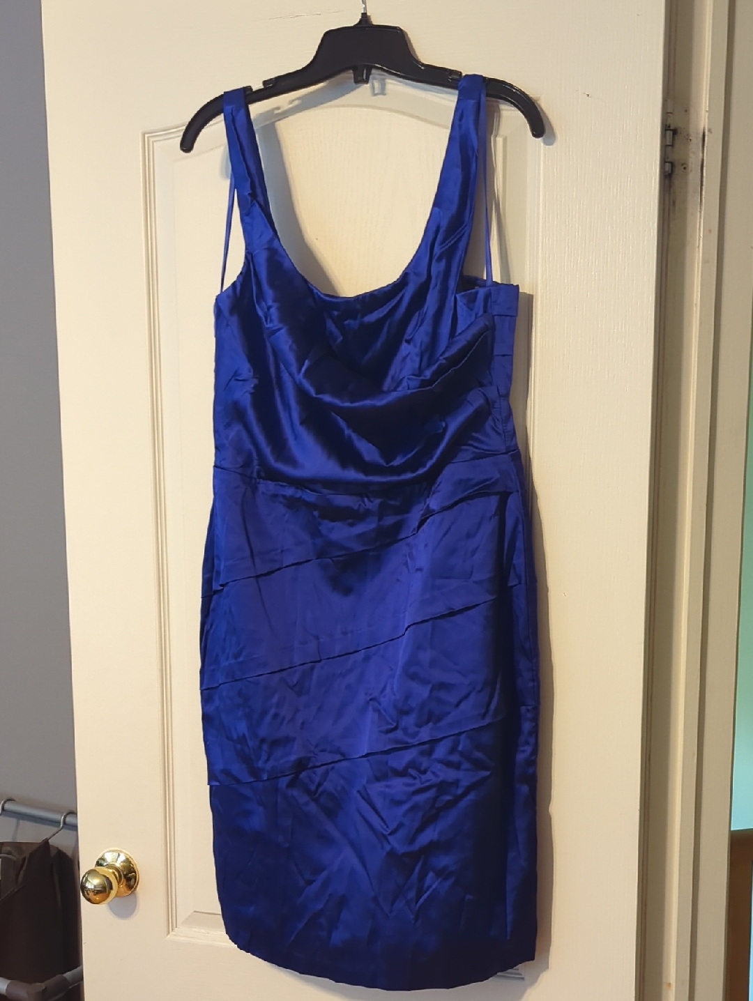 Le Chateau Cobalt Blue Satin Sheath Dress